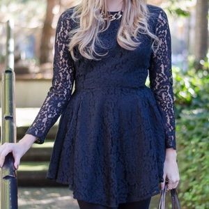 H&M black lace long sleeve skater dress, SZ 8